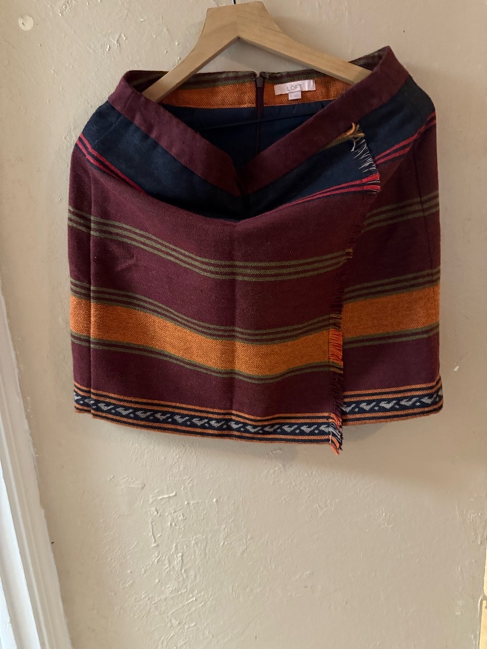 LOFT Multicolor Knit Colorblock Skirt - Rust, Navy, Olive
